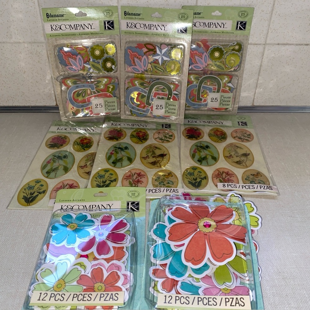 K&C Company Scrapbooking‎ Craft Supplies Epoxy Stickers Layered Accents LOT